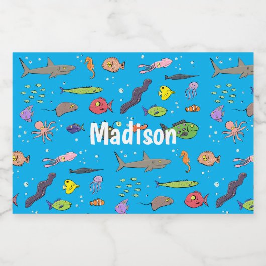 Funny zee createert cartoon illustratiepatroon voedselcontainer etiket (Enkel label)