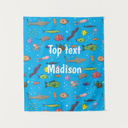 Funny zee createert cartoon illustratiepatroon wandkleed (Voorkant)