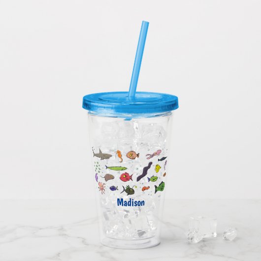 Funny zee createert illustratie cartoon acryl drinkbeker (Achterkant ijs)