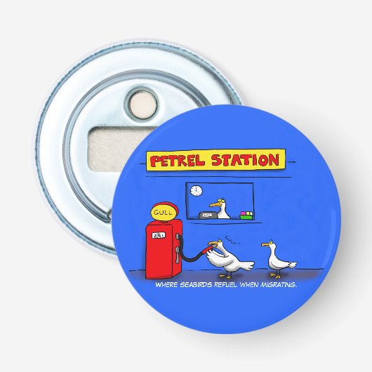 Funny zee gulls petrel cartoon humor button flesopener (Voorkant)