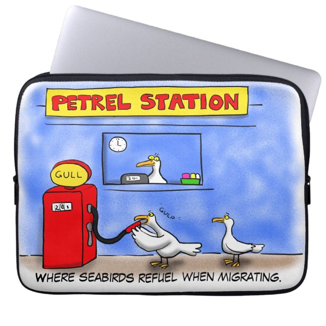 Funny zee gulls petrel cartoon humor laptop sleeve (Voorkant)
