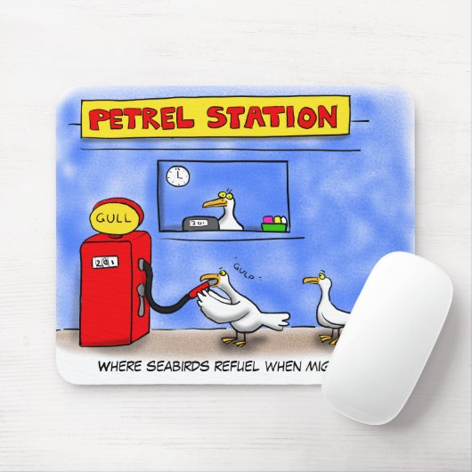 Funny zee gulls petrel cartoon humor muismat (Met muis)