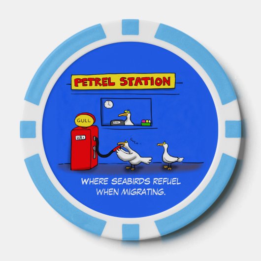 Funny zee gulls petrel cartoon humor poker chips (Voorkant)