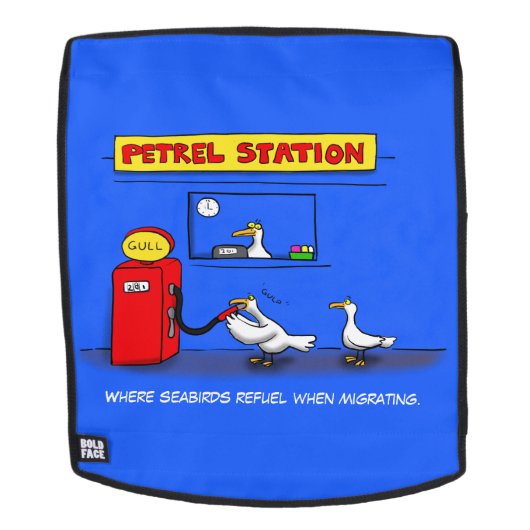 Funny zee gulls petrel cartoon humor rugtassen (Verwijderbaar gezicht)