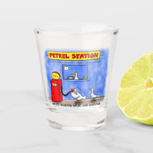 Funny zee gulls petrel cartoon humor shot glas