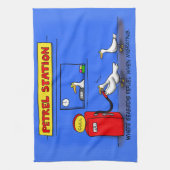 Funny zee gulls petrel cartoon humor theedoek (Verticaal)