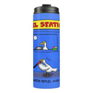Funny zee gulls petrel cartoon humor thermosbeker