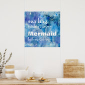 Funny Zee Hag Definition: Zeemeermin voor koffie Poster (Keuken)