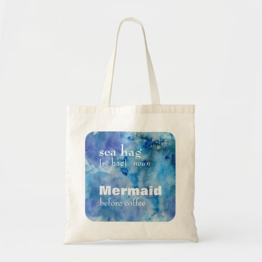 Funny Zee Hag Definition: Zeemeermin voor koffie Tote Bag (Voorkant)