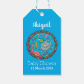 Funny zee, onderwatertrekkend, cartoon cadeaulabel (Achterkant)