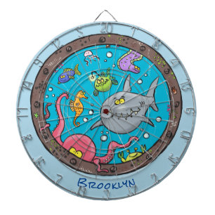 Funny zee, onderwatertrekkend, cartoon dartbord