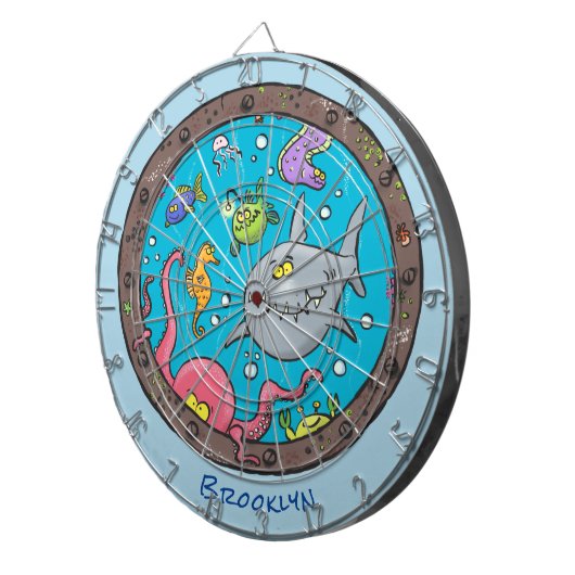 Funny zee, onderwatertrekkend, cartoon dartbord (Voorkant Rechts)