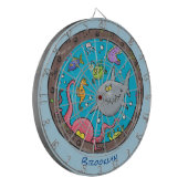 Funny zee, onderwatertrekkend, cartoon dartbord (Voorkant Links)