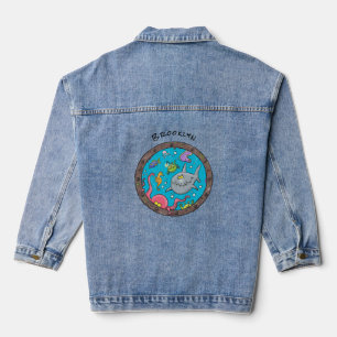 Funny zee, onderwatertrekkend, cartoon denim jacket