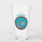Funny zee, onderwatertrekkend, cartoon glas (Achterkant)