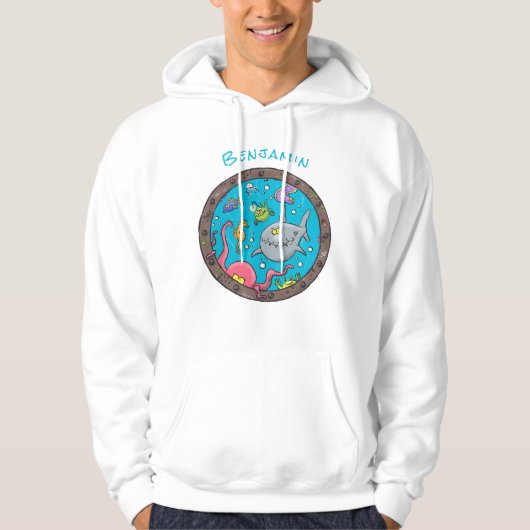 Funny zee, onderwatertrekkend, cartoon hoodie (Voorkant)