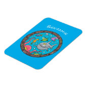 Funny zee, onderwatertrekkend, cartoon magneet (Linkerzijde)