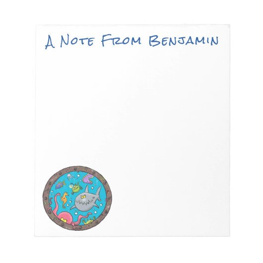 Funny zee, onderwatertrekkend, cartoon notitieblok (Voorkant)