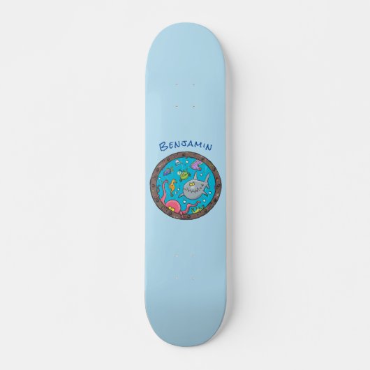 Funny zee, onderwatertrekkend, cartoon persoonlijk skateboard (Voorkant)
