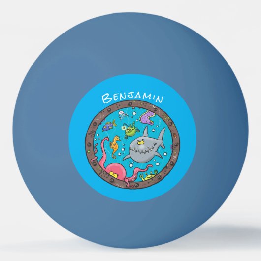 Funny zee, onderwatertrekkend, cartoon pingpongbal (Voorkant)