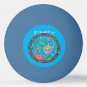 Funny zee, onderwatertrekkend, cartoon pingpongbal (Achterkant)