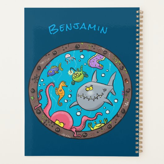 Funny zee, onderwatertrekkend, cartoon planner (Achterkant)