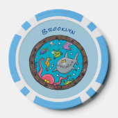 Funny zee, onderwatertrekkend, cartoon poker chips (Achterkant)