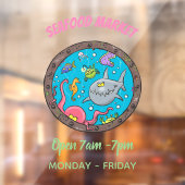 Funny zee, onderwatertrekkend, cartoon raamsticker (Vel 2)