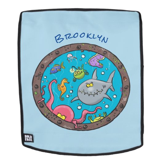 Funny zee, onderwatertrekkend, cartoon rugtassen (Verwijderbaar gezicht)