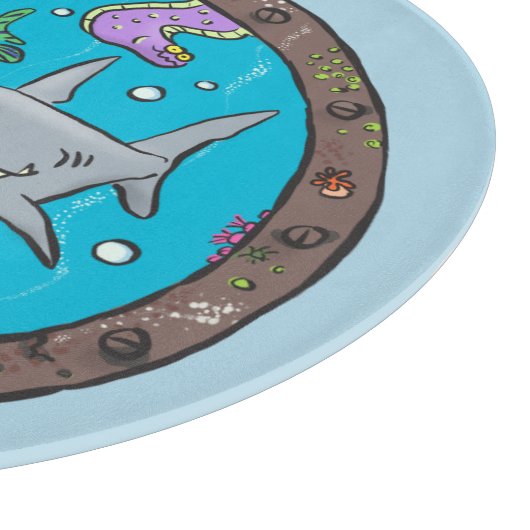 Funny zee, onderwatertrekkend, cartoon snijplank (Hoek)