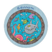 Funny zee, onderwatertrekkend, cartoon snijplank (Voorkant)