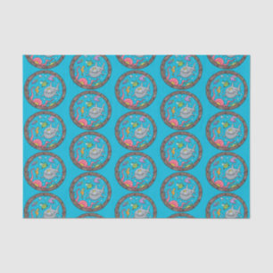 Funny zee, onderwatertrekkend, cartoon tissuepapier