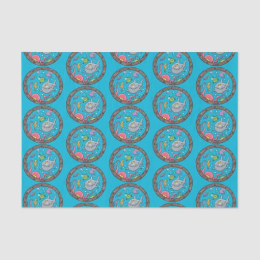 Funny zee, onderwatertrekkend, cartoon tissuepapier (Voorkant)