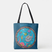 Funny zee, onderwatertrekkend, cartoon tote bag (Achterkant)