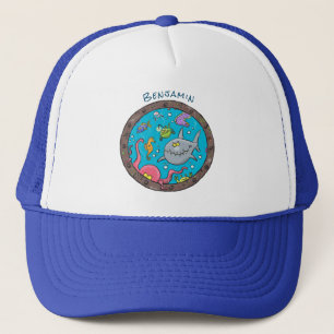 Funny zee, onderwatertrekkend, cartoon trucker pet
