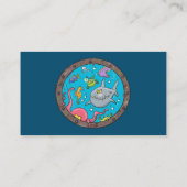 Funny zee, onderwatertrekkend, cartoon visitekaartje (Achterkant)