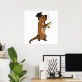 Funny Zee Otter Afstuderen Cartoon Poster (Thuiskantoor)