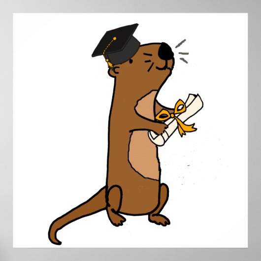 Funny Zee Otter Afstuderen Cartoon Poster (Voorkant)