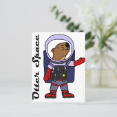 Funny Zee Otter Astronaut in Space Suit Cartoon Briefkaart (Staand voorkant)