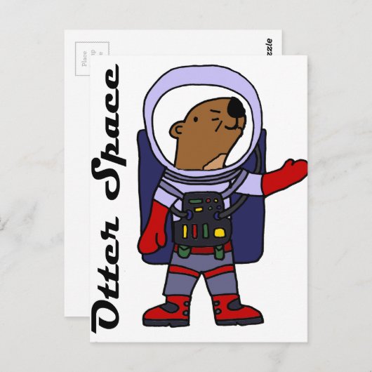 Funny Zee Otter Astronaut in Space Suit Cartoon Briefkaart (Voorkant / Achterkant)