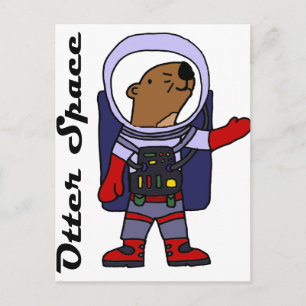 Funny Zee Otter Astronaut in Space Suit Cartoon Briefkaart