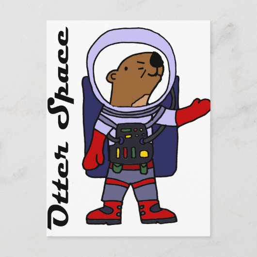 Funny Zee Otter Astronaut in Space Suit Cartoon Briefkaart (Voorkant)