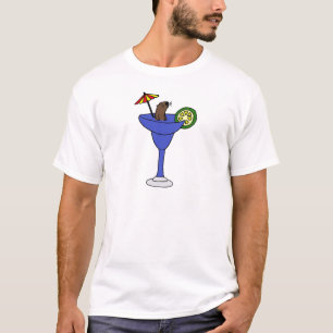 Funny Zee Otter in Blue Margarita Drink T-shirt