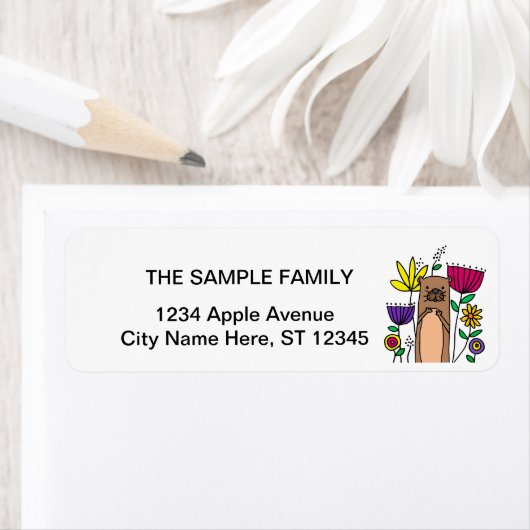 Funny Zee Otter in de Cartoon van de Vloertuin Etiket (Insitu)