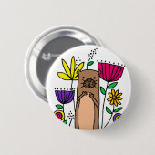 Funny Zee Otter in de Cartoon van de Vloertuin Ronde Button 5,7 Cm (Voorkant /achterkant)