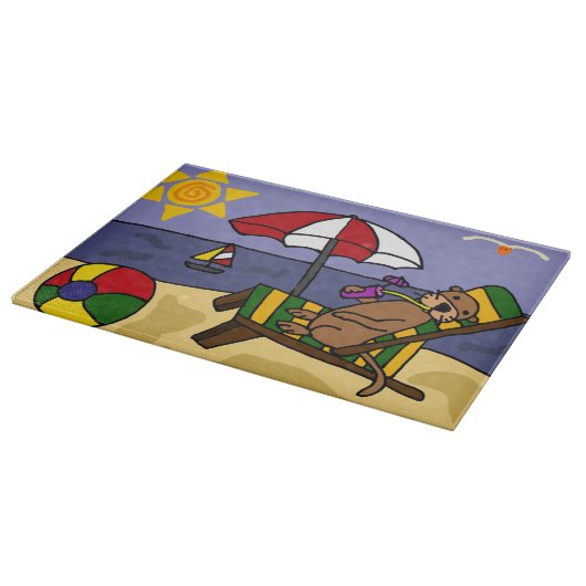 Funny Zee Otter op de Cartoon van het strand Snijplank (Hoek)