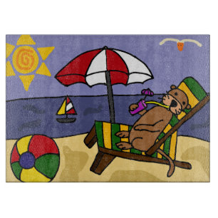 Funny Zee Otter op de Cartoon van het strand Snijplank