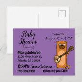 Funny Zee Otter Play Banjo Baby shower Uitnodiging Briefkaart (Voorkant / Achterkant)