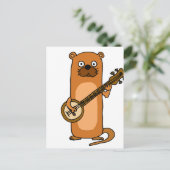 Funny Zee Otter Play Banjo Cartoon Briefkaart (Staand voorkant)