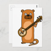 Funny Zee Otter Play Banjo Cartoon Briefkaart (Voorkant / Achterkant)